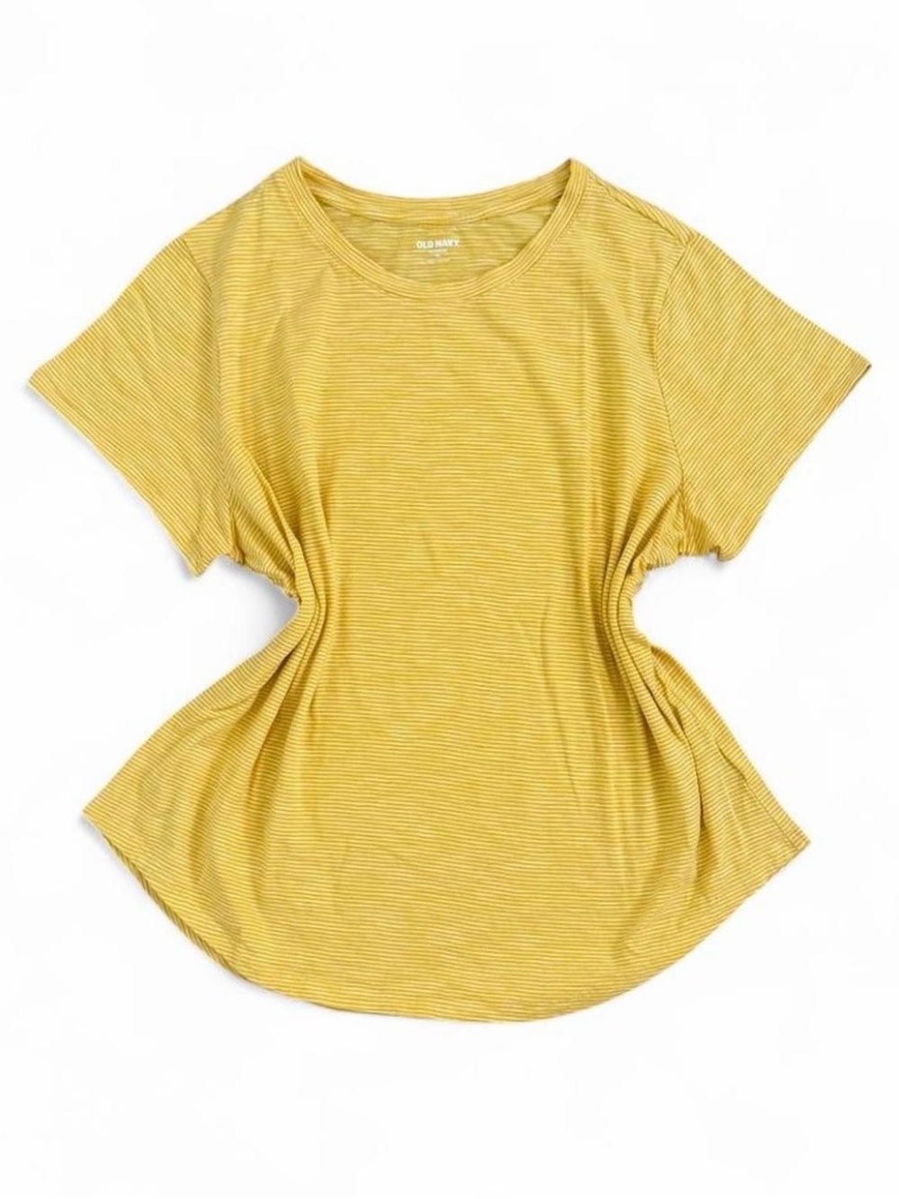 100% Cotton Old Navy Mustard Yellow Striped Short Sleeve Tee